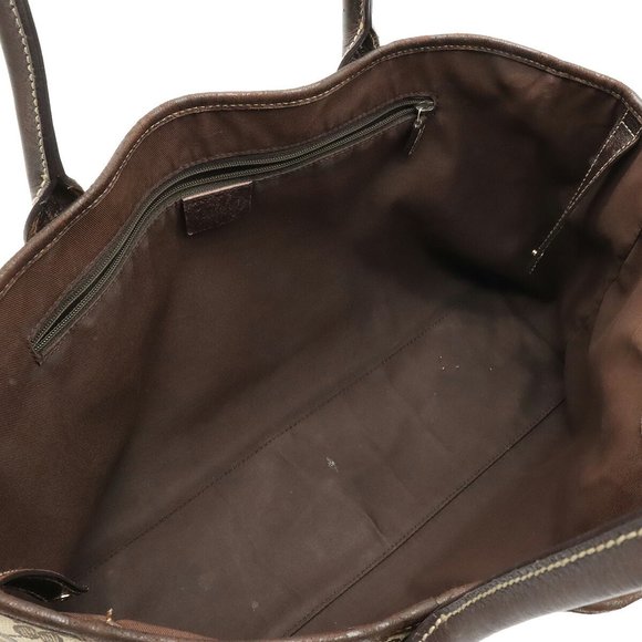 GUCCI Gucci GG Canvas Princely Line Ribbon Tote Bag Shoulder Leather Khaki Be... - Picture 5 of 8